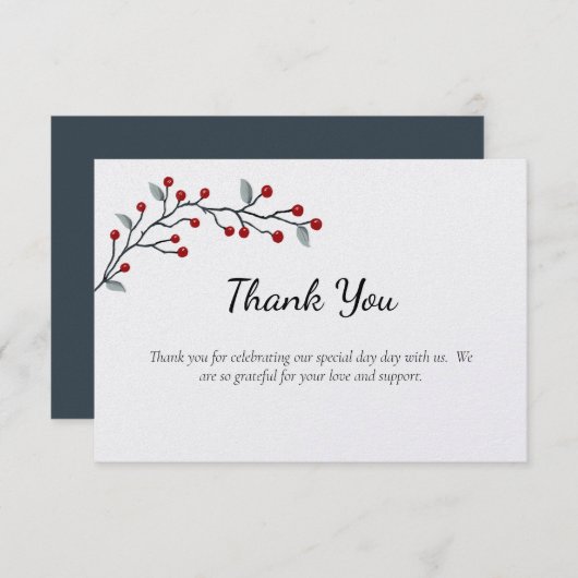 レッドウィンターベリーズフラットサンキューカード サンキューカード (正面/裏面)