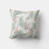 レッドウィンターベリーボタニカルクリスマス クッション (正面)