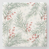 レッドウィンターベリーボタニカルクリスマス ストーンコースター (正面)