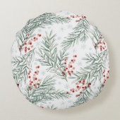 レッドウィンターベリーボタニカルクリスマス ラウンドクッション (裏面)