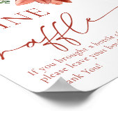 レッドウィンターワインラッフルブライダルシャワーゲームサイン ポスター (角)