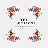 レッドウィンター花模様写真 メタルオーナメント (裏面)