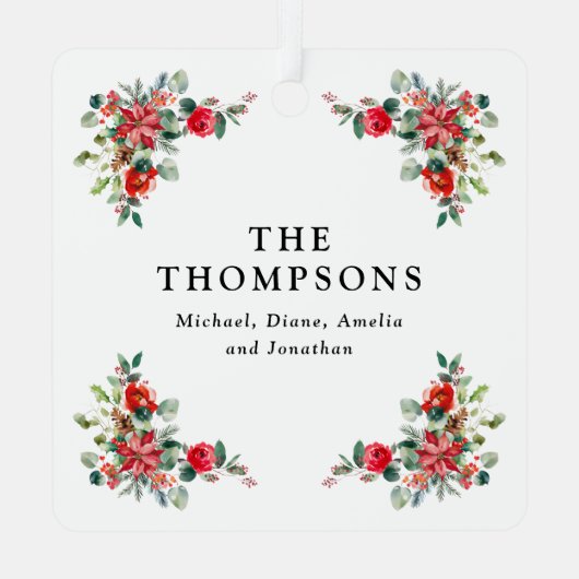 レッドウィンター花模様写真 メタルオーナメント (裏面)