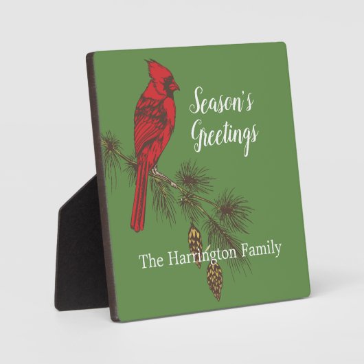 レッドウィンター（鳥）ショウジョウコウカンチョウパーソナライズされたテーブルトップ フォトプラーク (正面)