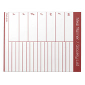 レッドウィークリーミールプランナー-ショッピングリスト ノートパッド (正面)