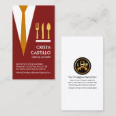 レッドウェイタースーツタイ金ゴールド刃物仕出し 名刺 (正面/裏面)