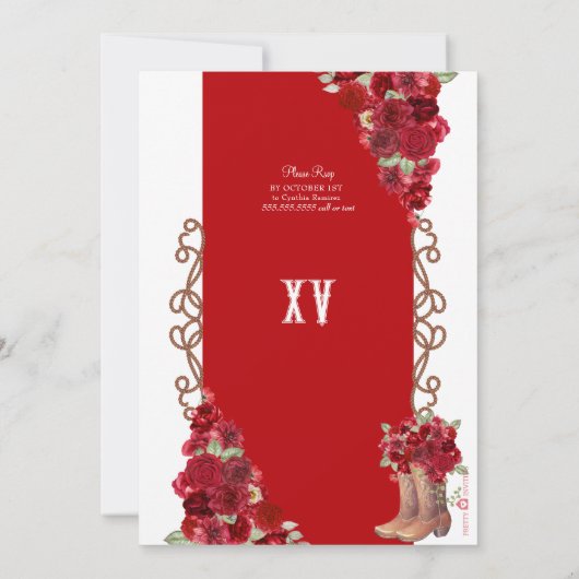 レッドウェスタン素朴シャルロカウボーイブーツクリン 招待状 (裏面)