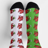レッドウェルシュドラゴンカスタムモノグラム ソックス (上部)