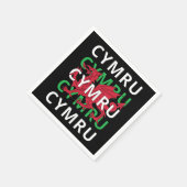 レッドウェルシュドラゴンサイムルリピート文字ウェールズルーツ スタンダードカクテルナプキン (角)