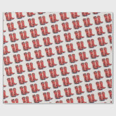 レッドウエスタンカウボーイブーツクリスマス ラッピングペーパー (フラット)