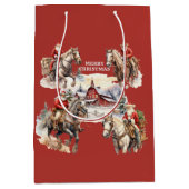 レッドウエスタンクリスマスサンタオン乗馬抱き枕 ミディアムペーパーバッグ (正面)