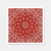 レッドウエスタンバンダナパターンパーティー紙ナプキン スタンダードカクテルナプキン (正面)