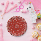 レッドウエスタンバンダナパターンパーティー紙プレート ペーパープレート (パーティー)