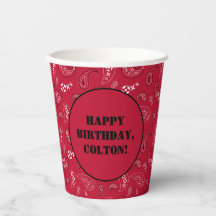 レッドウエスタンバンダナプリントバースデーパーティー