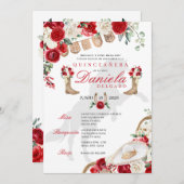 レッドウエスタンブーツ&バラパペルピカドキンセアニラ 招待状 (正面/裏面)