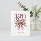 レッドウォーエレガントターカラーボウハッピーホリ素朴ーズ シーズンポストカード (スタンド正面)