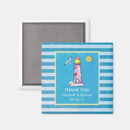 レッドウォーストライプのターカラーライトハウスサンキューユーカスタム マグネット (正面/裏面)