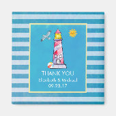 レッドウォーストライプのターカラーライトハウスサンキューユーカスタム マグネット (正面)