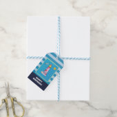 レッドウォーストライプのターカラーライトハウス ギフトタグ (より糸付き)