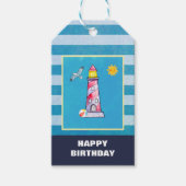 レッドウォーストライプのターカラーライトハウス ギフトタグ (正面)