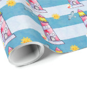 レッドウォーストライプのターカラーライトハウス ラッピングペーパー (ロールコーナー)