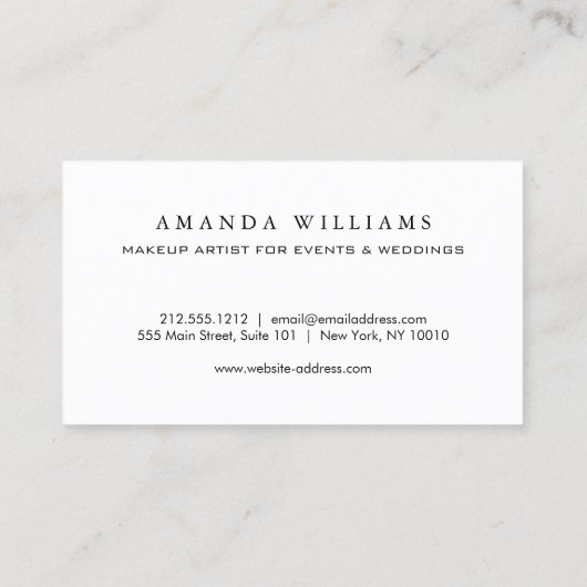 レッドウォーターのメイクアップアーティストの見本 名刺 (裏面)