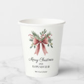 レッドウォーターの色の弓シンプルのホリエレガントークリスマス 紙コップ (正面)
