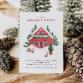 レッドウォーターカラーウィンターコテージホリデーパーティー 招待状