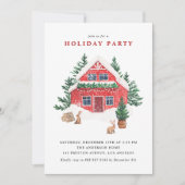 レッドウォーターカラーウィンターコテージホリデーパーティー 招待状 (正面)