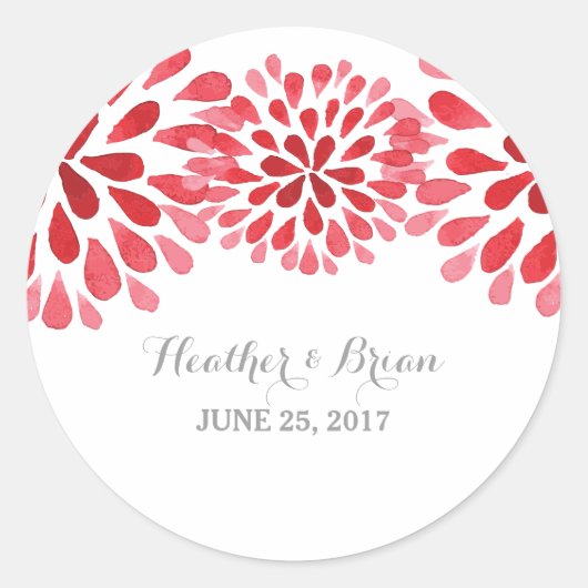 レッドウォーターカラーキク結婚式用シール ラウンドシール (正面)