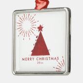 レッドウォーターカラークリスマスツリーテンプレート メタルオーナメント (左)