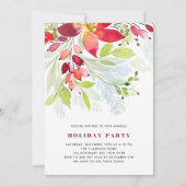 レッドウォーターカラークリスマスフラワーズホリデーパーティー 招待状 (正面)