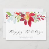 レッドウォーターカラークリスマスフローラガーランドハッピー シーズンカード (正面)