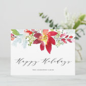 レッドウォーターカラークリスマスフローラガーランドハッピー シーズンカード (スタンド正面)