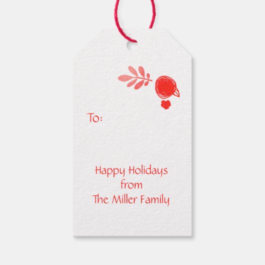 レッドウォーターカラークリスマスリース ギフトタグ (裏面)