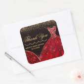 レッドウォーターカラーグリッタードレススウィート16 スクエアシール (封筒)