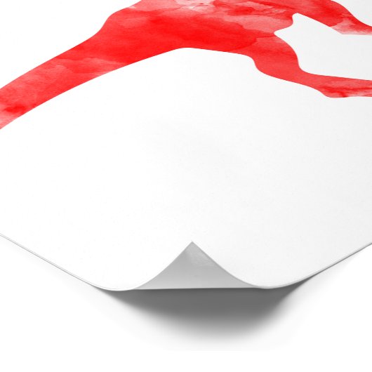 レッドウォーターカラーディノTレックス男の赤ちゃん子供部屋プリント ポスター (角)