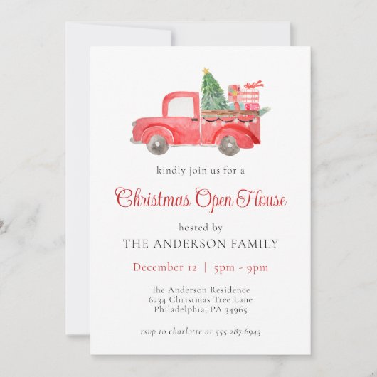 レッドウォーターカラートラッククリスマスホリデーオープンハウス 招待状 (正面)