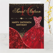 レッドウォーターカラードレススイート16誕生日 カード (黄色い花)