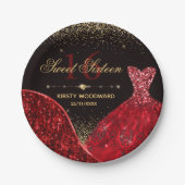 レッドウォーターカラードレススイート16誕生日 ペーパープレート (正面)