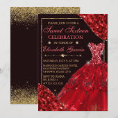 レッドウォーターカラードレス&グレームエッジSweet sixteen 招待状 (正面/裏面)