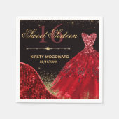 レッドウォーターカラードレス&レッドウェーブエッジスウィート16 スタンダードカクテルナプキン (正面)