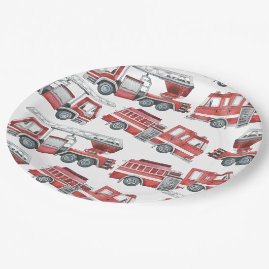 レッドウォーターカラーファイアートラック紙プレート ペーパープレート (アングル)