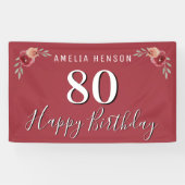 レッドウォーターカラーフラワーフローラ80誕生日 横断幕 (横)