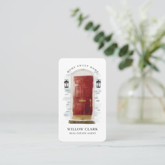 レッドウォーターカラーフロントドア実在エステートエージェント 名刺 (スタンド正面)