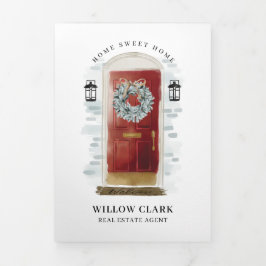 レッドウォーターカラーフロントドア実在エテートマーケティング 三つ折りカード