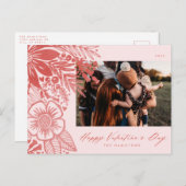 レッドウォーターカラーフローラバレンティンズデイブーケ シーズンポストカード (正面/裏面)