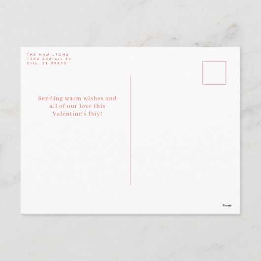 レッドウォーターカラーフローラバレンティンズデイブーケ シーズンポストカード (裏面)