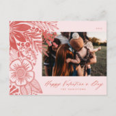 レッドウォーターカラーフローラバレンティンズデイブーケ シーズンポストカード (正面)