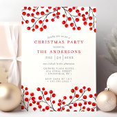 レッドウォーターカラーホリーベリークリスマスパーティー 招待状